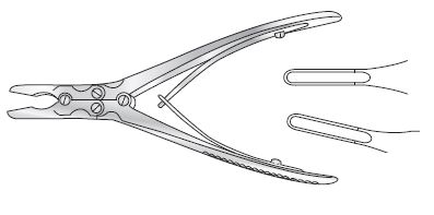 Luer-Jansen rongeur, light, curved on flat, compound action