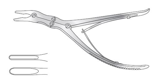 Leksell rongeur, curved to side, compound action