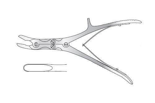 Olivecrona rongeur, angled to side, compound action,229mm long