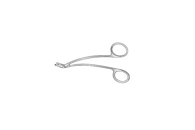 Schmieden (taylor) dural scissors, angled, probe-pointed under blade