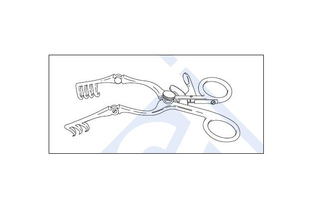 Cone retractor, self retaining, hinged arms, for use in ventriculography