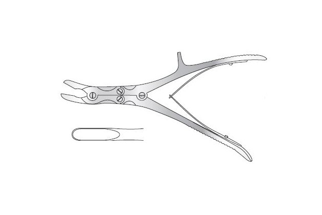 Olivecrona rongeur, angled to side, compound action,229mm long